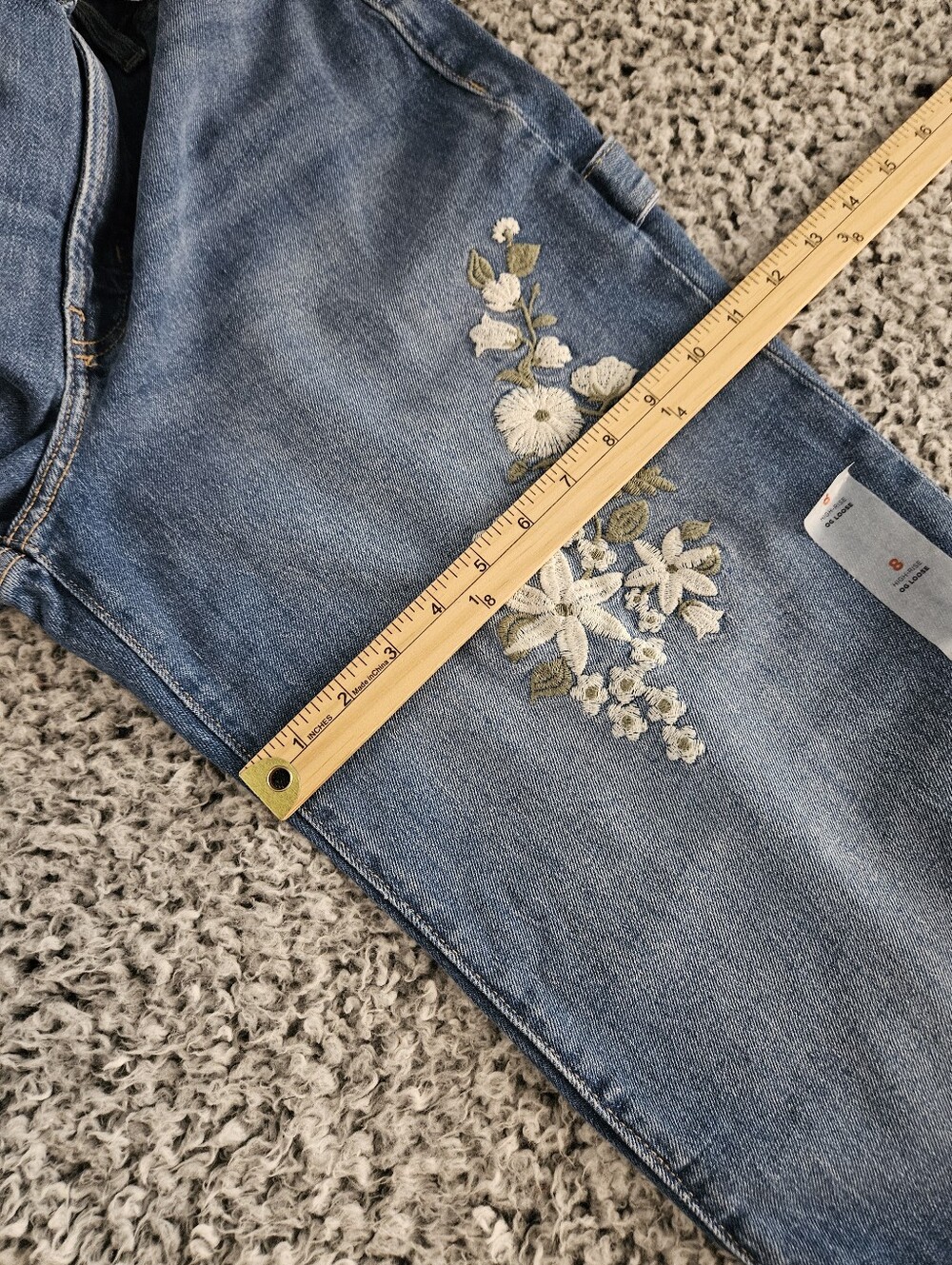 Old Navy High-Waisted OG Loose Jeans Sz 8 Straight Leg Embroidered Blue Women's - Picture 15 of 16